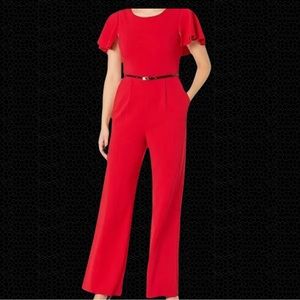 Red Calvin Klein wide leg Jumpsuit: A Show Stopper That Turns Heads! Size 10